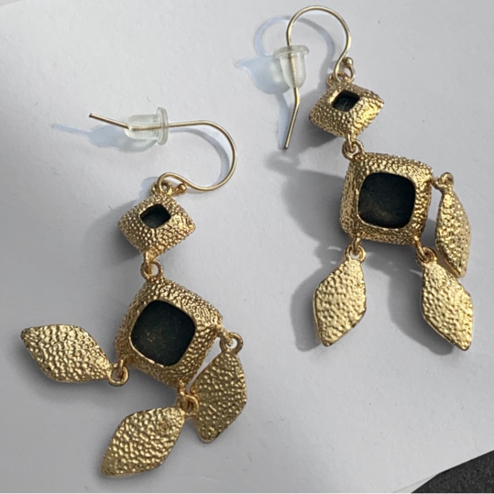ALEXIS BITTAR • Miss Havisham Elements Gold Labradorite Chandelier Earrings - Picture 5 of 9